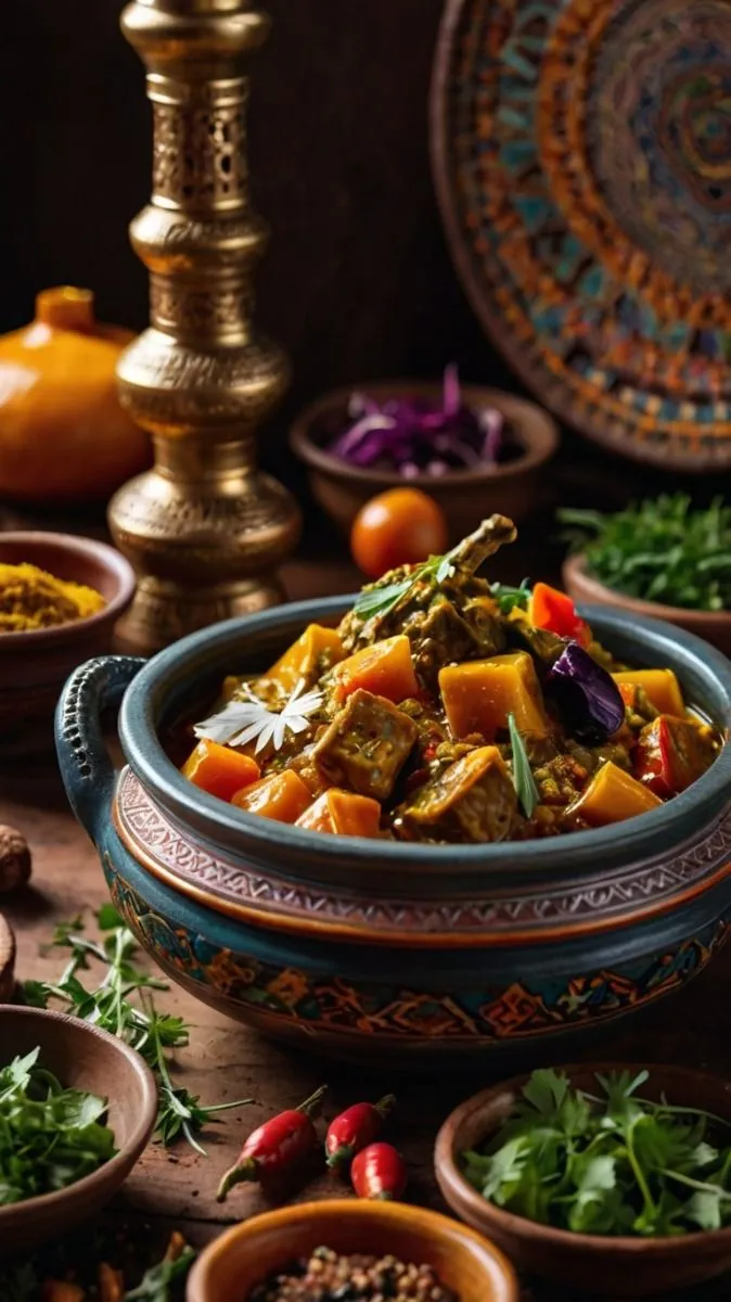 Private chef plating tagine in a Marrakech villa kitchen