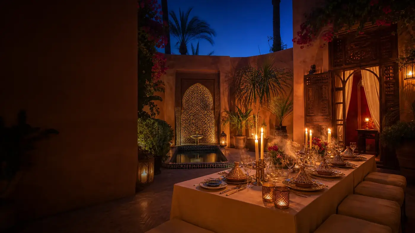 A candlelit private dinner in Marrakech