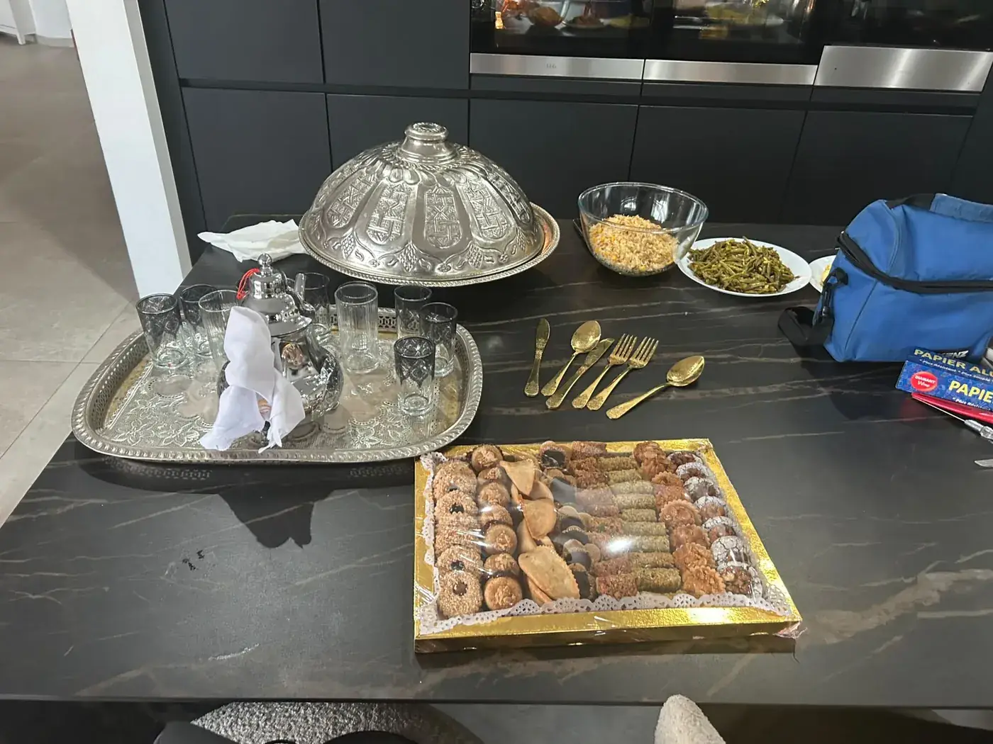 Assortment of Moroccan pastries prepared for a private event